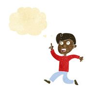 cartoon boy panicking with thought bubble N30
