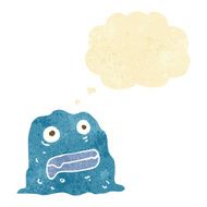 cartoon slime creature with thought bubble N10