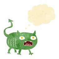 cartoon little imp with thought bubble N11