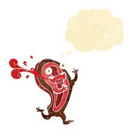 rare steak cartoon character with thought bubble N4