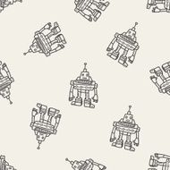 robot doodle seamless pattern background N199