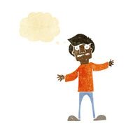 cartoon surprised man with thought bubble N151