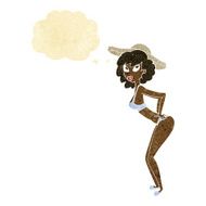 cartoon pin-up beach girl with thought bubble N11
