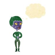 cartoon zombie girl with thought bubble N18