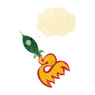 cartoon space rocket with thought bubble N26