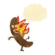 crazy cartoon sausage with thought bubble N4