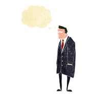 cartoon bad tempered man with thought bubble N10