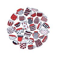 Cute naive cups circle background Kids style drawing