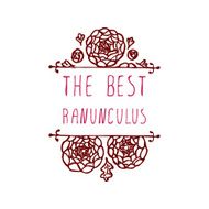 Handsketched typographic element with ranunculuses