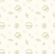 Hand drawn vector seamless patterns with cupcakes candies and cookies