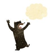 cartoon black bear with thought bubble N56
