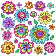 Flower Power Psychedelic Notebook Doodles Set