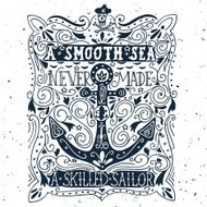 Hand drawn vintage label with an anchor and lettering N3