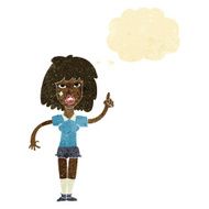 cartoon tough woman with idea thought bubble N11