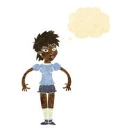 cartoon curious woman with thought bubble N60