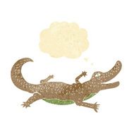 cartoon crocodile with thought bubble N51