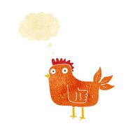 cartoon hen with thought bubble N11