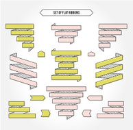 Set of bright geometric ribbons for your design N2