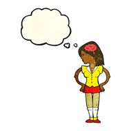 cartoon intelligent woman with thought bubble N22