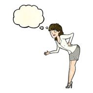 cartoon businesswoman explaining with thought bubble N10