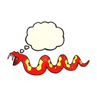 cartoon poisonous snake with thought bubble N10