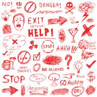Hand drawn red doodle elements