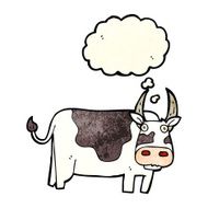cartoon bull with thought bubble N31