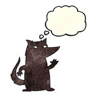 cartoon wolf waving with thought bubble N7