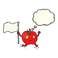 cartoon funny apple with flag thought bubble N11
