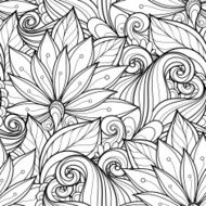 Seamless Monochrome Floral Pattern (Vector) N7