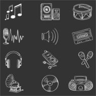 Hand drawn music icon set N2