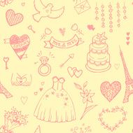 Hand drawn wedding seamless pattern