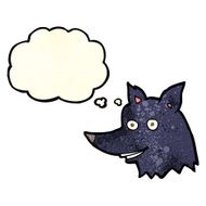 cartoon wolf head with thought bubble N30