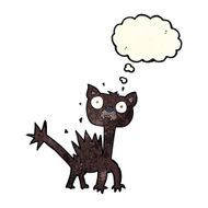 cartoon scared cat with thought bubble N9