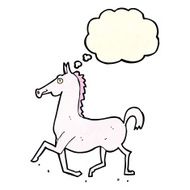 cartoon horse with thought bubble N40