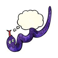 cartoon hissing snake with thought bubble N31