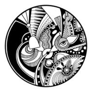 Black and white abstract zendala on circle