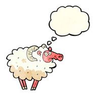 cartoon dirty sheep with thought bubble N4