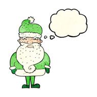 cartoon grumpy santa claus with thought bubble N10