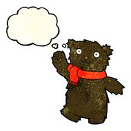 cartoon teddy bear wearing scarf with thought bubble N18