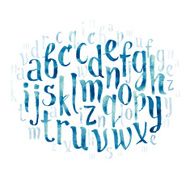 Colorful watercolor aquarelle font type handwritten hand drawn doodle abc N6