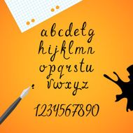 Set of the black lower case letters with numerals