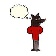 cartoon wolf man with thought bubble N62