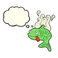 cartoon smelly fish with thought bubble N8