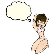 cartoon sexy woman posing with thought bubble N10