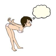 cartoon pin up girl in underwear with thought bubble N4