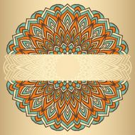 ornamental floral abstract lace round isolated on gold background N2