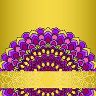 ornamental floral abstract lace round isolated on bright yellow background