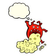 cartoon gross monster being sick with thought bubble N11