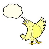 cartoon dancing bird with thought bubble N4